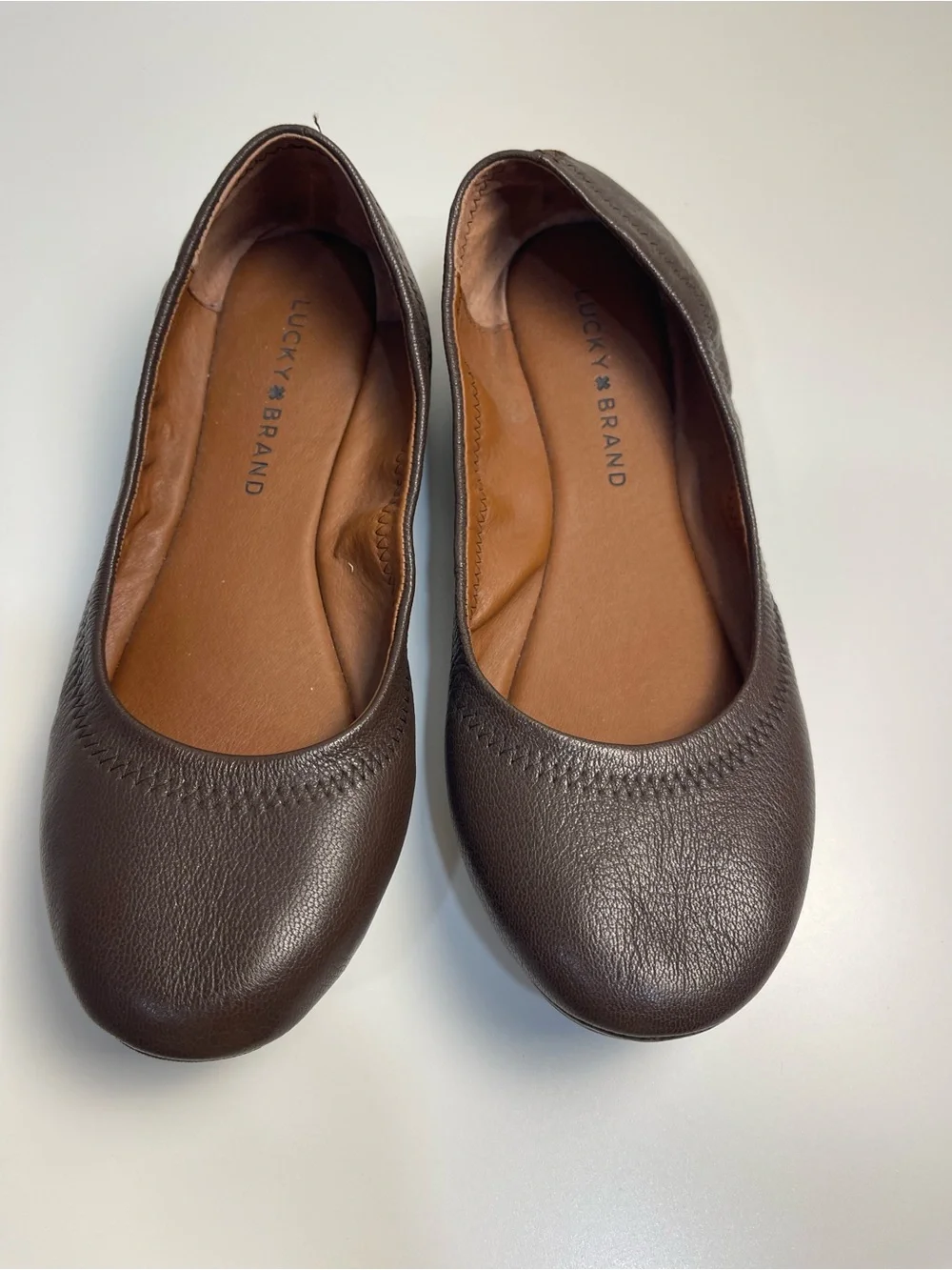 Lucky Brand Dark Brown Leather Slip-On Ballet Flats new without tags 7.5 women
